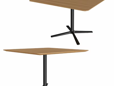 Elegant Modern Coffee Table with Wooden Top and Black Metal Legs 3d model