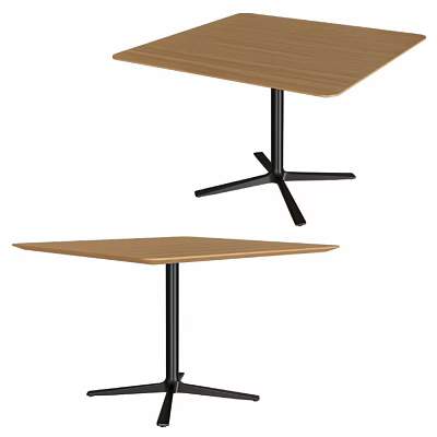 Elegant Modern Coffee Table with Wooden Top and Black Metal Legs 3d model