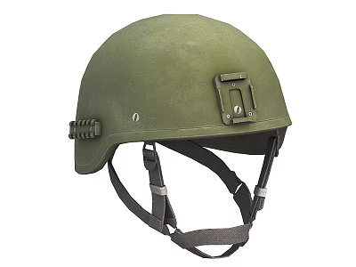 Green Military Helmet With Adjustable Straps And Chin Strap Design 3d model