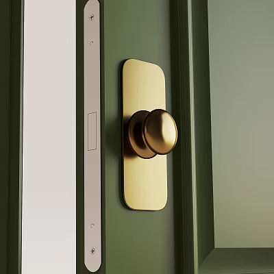 Green Door With Gold Knob And Door Frame In Home Interior 3d model