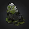 Natural Rock Formation With Green Moss And Irregular Surface Texture 3d model
