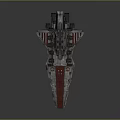 Detailed Sci-Fi Spaceship Model With Red Hull And Engine Structures