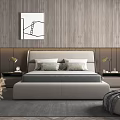 Modern background double bed 3d model