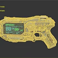 Sci Fi Speed Gun Featuring Metallic Casing Mechanical Details And Blue Digital Speed