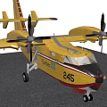 Yellow Airclinic Airplane With Twin Propellers Number 245 On Ground