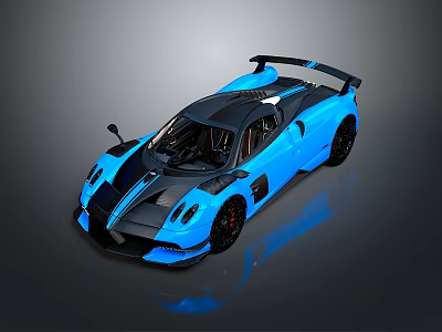 Blue And Black Supercar Featuring Sleek Design Rear Spoiler And Sporty Exterior 3d model