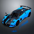 Blue And Black Supercar Featuring Sleek Design Rear Spoiler And Sporty Exterior