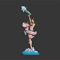 Green Haired Female Character Standing On Pink Creature Holding Spray Can With Blue Cloud Base