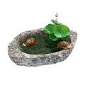 turtle rearing stone basin golden turtle lotus 3d model