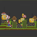 Mario Game Landscape With Red Mushrooms Green Pipes Brick Paths Question Mark Blocks And Coins