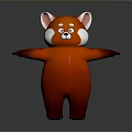 Red Panda Game Movie Character With Open Arms Standing Pose White Facial Features Red Body