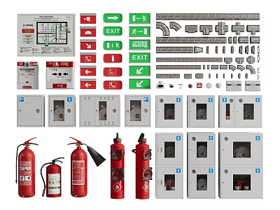 Fire fighting equipment fire extinguisher fire hydrant 3d model