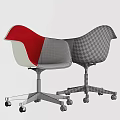 Sleek Modern Chair And Table Set Featuring White Red Gray Black Colors And Wheels