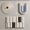 Modern Wall Decor with Radial Circular Design U Shaped Accent and Piano Key Pattern 3d model