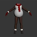 Snowman Costume Figure With White Bulky Belly Red Scarf Red Gloves And Brown Legs