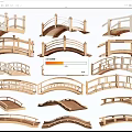 Various Wooden Landscape Bridges With Different Arch And Flat Designs For Garden Decoration