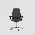 Modern Black Leather Office Chair With Adjustable Armrests And Swivel Wheels