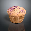 Delicious Freshly Baked Blueberry Muffin With Purple Swirls On Dark Background