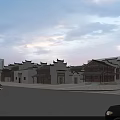 Ancient Architecture Complex Featuring Traditional Gray Tile Roofs Courtyard Layout And Modern Terrace
