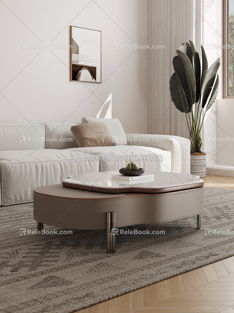 Cream wind sofa coffee table 3d model