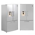 Elegant Silver Double Door Refrigerators With Bottom Drawers For Modern Kitchen Spaces 3d model