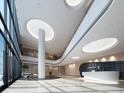 Modern Hall Office Hall Reception Front Desk 3d model