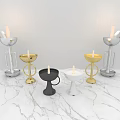 Modern Stylish Candle Lamps In Silver Gold Black White On Marble Tabletop