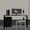 Modern Home Office Desk With Computer Monitor Tower Chair And Drawers