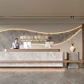 Company Front Desk Background Wall Reception Area Bar Desk Reception Desk Lobby Simple Lobby 3d model
