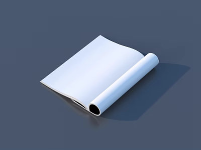 Simple White Rolled Magazine With Blank Pages On Gray Background 3d model