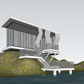 Modern Homestay Homestay Building Waterside Homestay Waterside Restaurant Net Red Architecture Book Bar 3d model