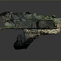 Wood And Stone 3D Model Natural Landscape With Moss Green Plants And Rock Textures