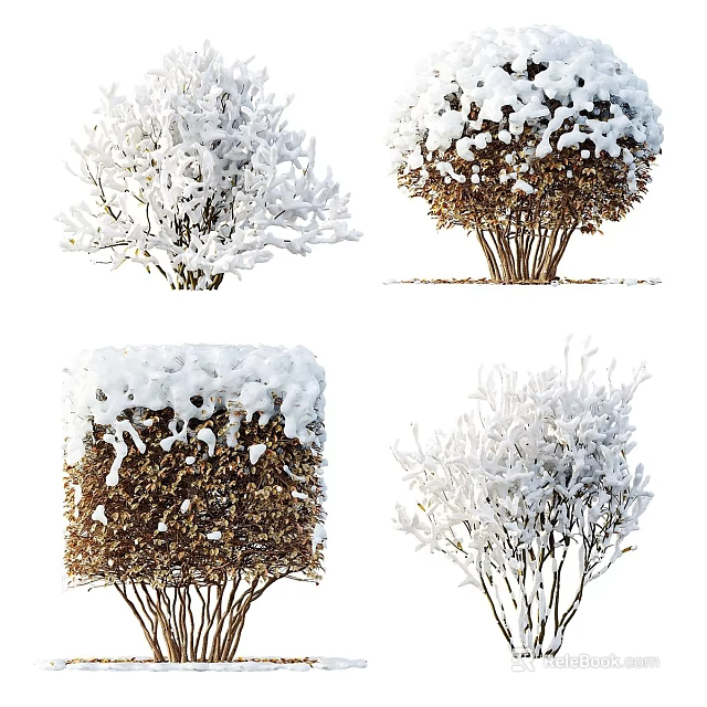 Snow Covered Tree Pit Design With Bushy Trees And Winter Landscape 3d model 