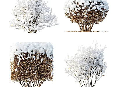 Snow Covered Tree Pit Design With Bushy Trees And Winter Landscape 3d model