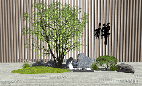 New Chinese landscape sketch Zen landscape sketch 3d model