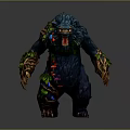 Mystical Plant Covered Bear Shaped Creature Featuring Green Vines Leaves And Red Berries