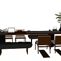 Sales department large board table and chair combination 3d model