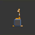 Orange Industrial Robotic Arm Performing Precision Handling With Blue Gray Block