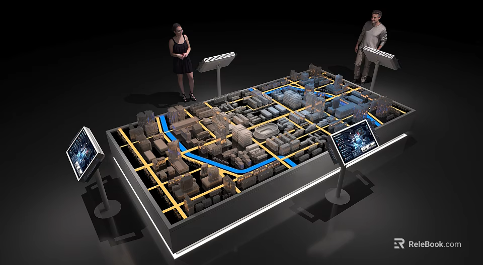Interactive Commercial Equipment For Urban Planning Model With Digital Display Screens 3d model 