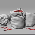 Open White Storage Bags With Red Chili Peppers And Scattered Peppers