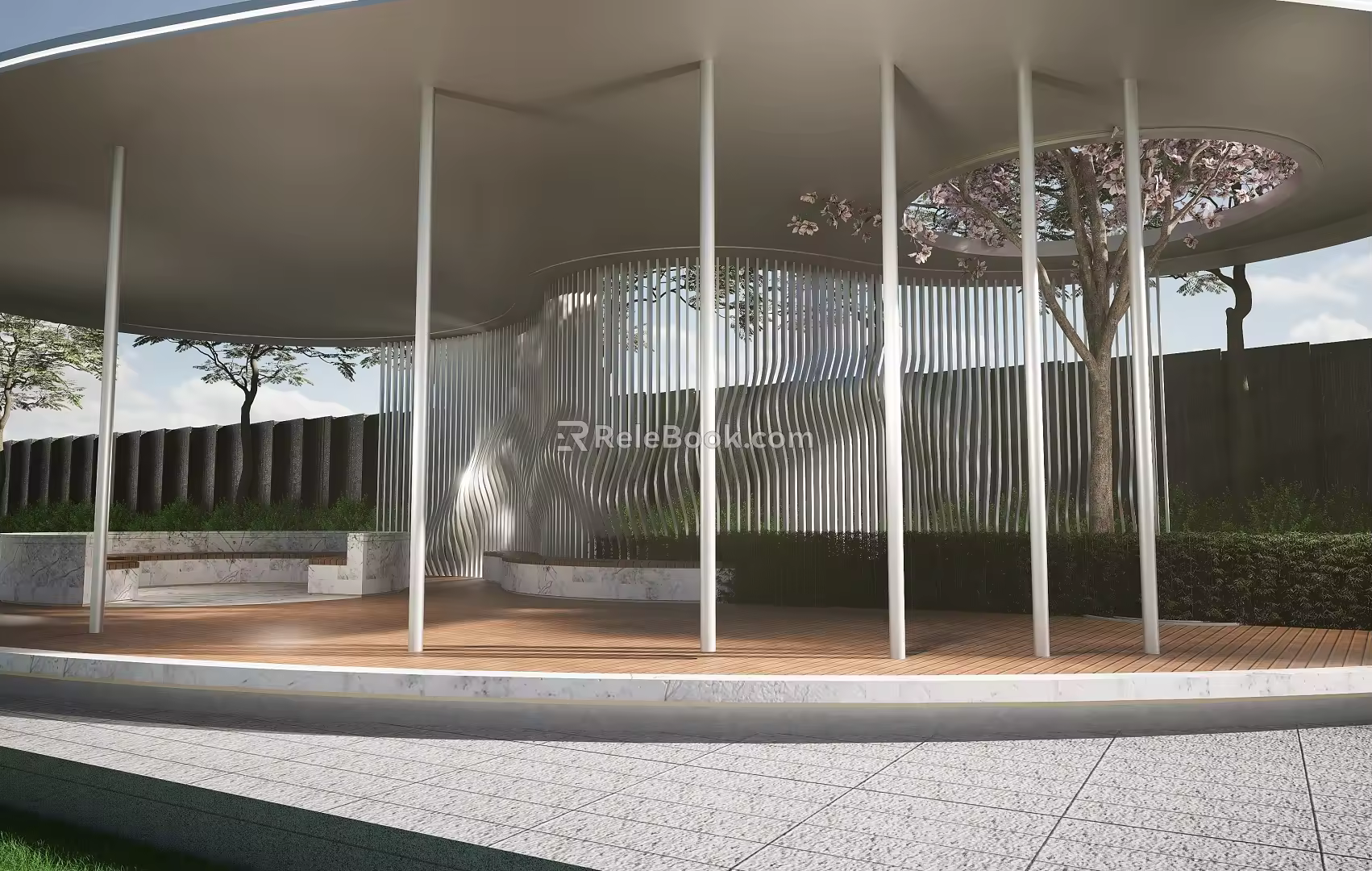 Elliptic landscape gallery fold parameter grid landscape wall 3d model
