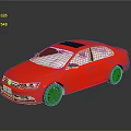 Red Modern Sedan With Sunroof Black Wheels And Reflective Surface