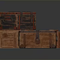 Stacked Vintage Wooden Chests With Rustic Design And Metal Clasps For Home Storage