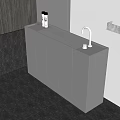 Modern Washbasin Vanity With Sleek Countertop Chrome Faucets Dark Background And Toiletries