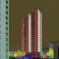 Modern High Rise Residential Building With Balconies Trees And Blue Sky Sunlight