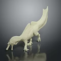 Detailed White Standing Reptile Dinosaur Model With Sailback And Dark Background Reflection 3d model