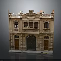 Classical Building With Ornate Stone Facade Carved Details Wooden Doors And Shuttered Windows