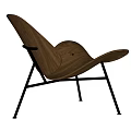 Modern Walnut Wood Lounge Chair With Black Metal Frame And Comfortable Design