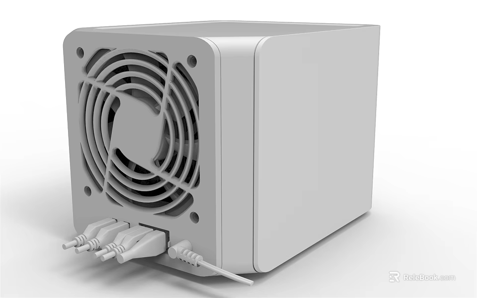 White Modern Daily Use Electrical Appliance With Fan Grille And Plug Ports 3d model 