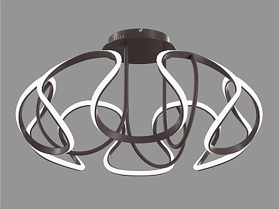 Modern Chandelier With Curved Metal Frame And Integrated LED Strip Lights 3d model